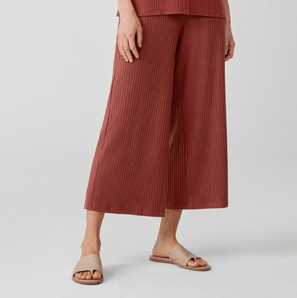 Eileen Fisher Pants - Eileen Fisher Terracotta Textured Wide Cropped Pants M